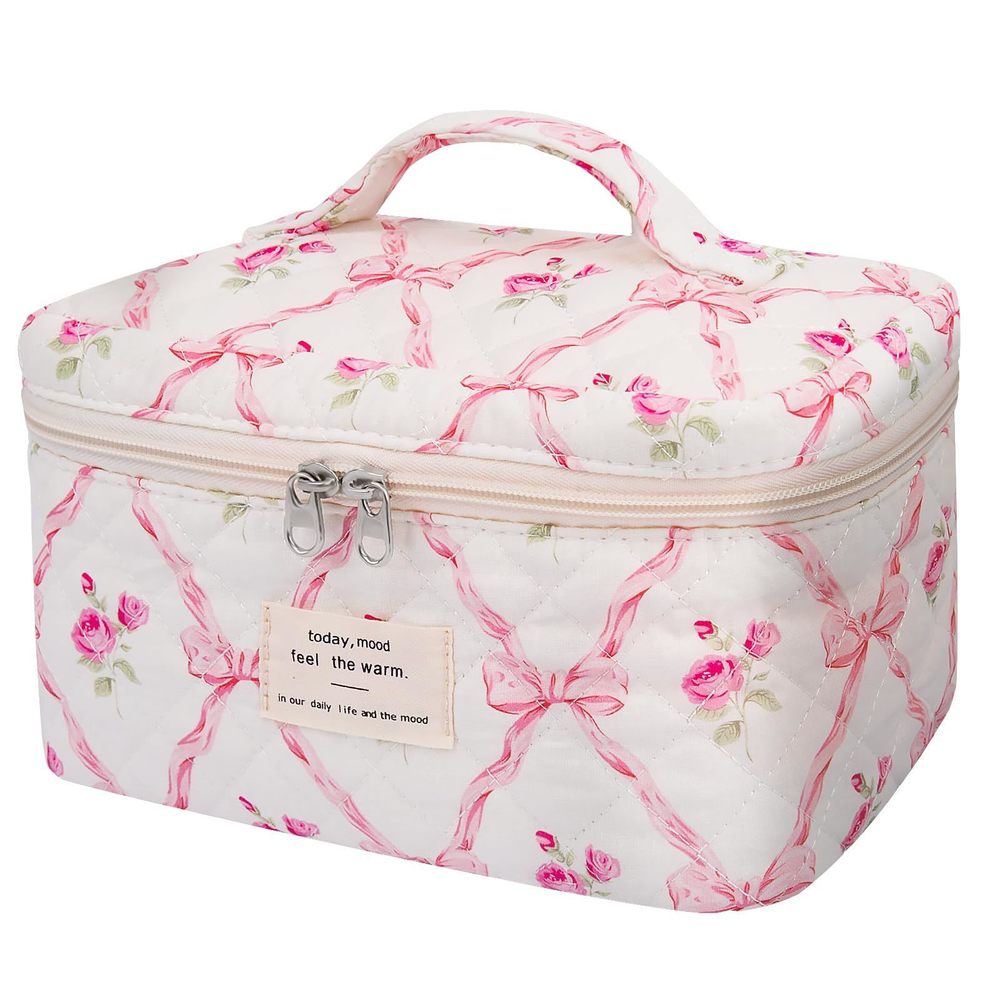 Large Makeup Bag, Cute Cosmetic Bag For Women Girls, Floral Coquette Aesthetic🐨